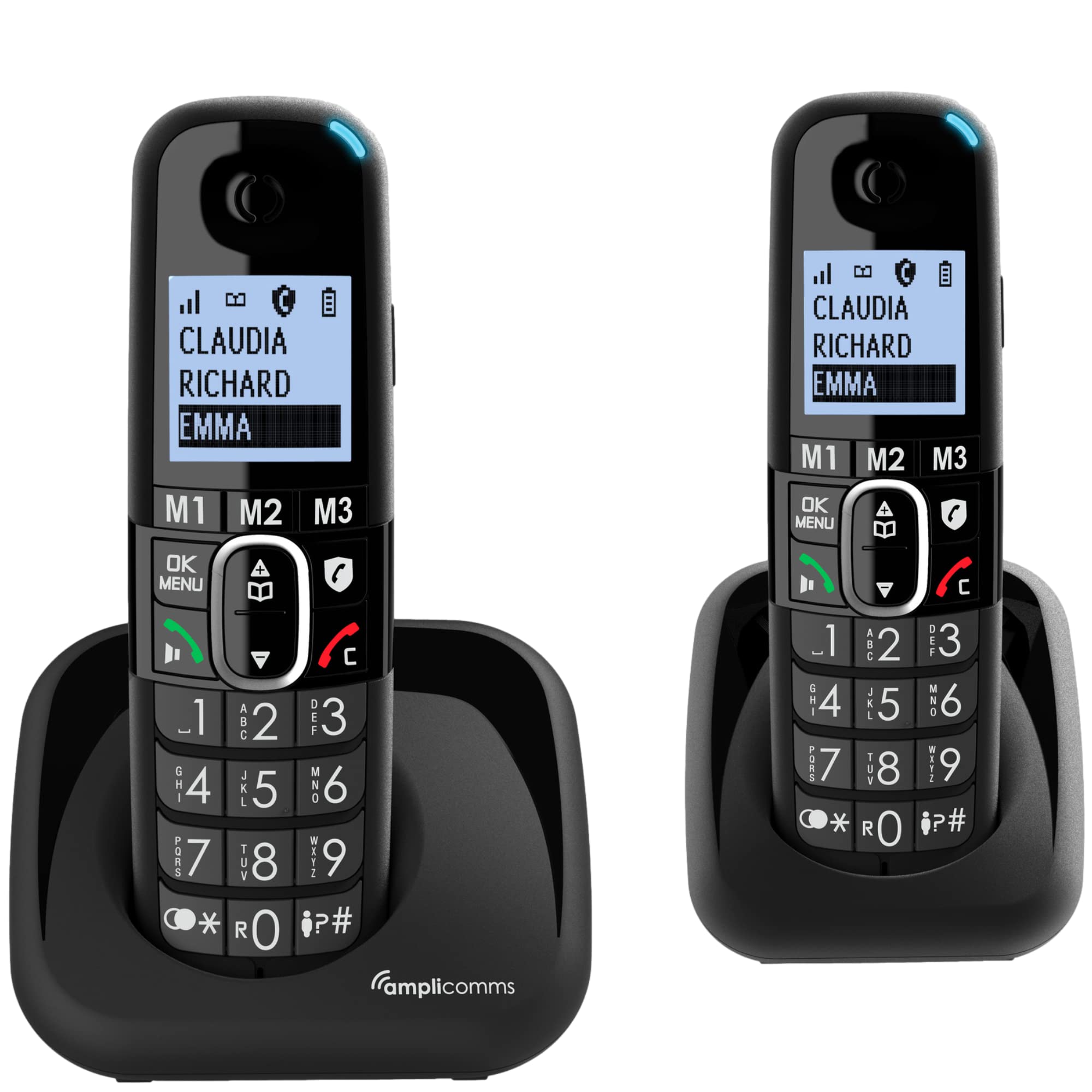 Amplicomms BigTel 1502 Cordless Big Button Phone for Elderly with Additional Handset - Loud Phones for Hard of Hearing for Seniors- Hearing Aid Compatible