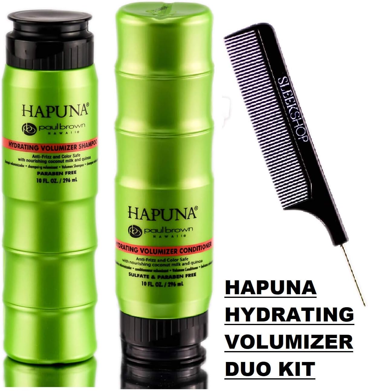 Paul Brown Hawaii HAPUNA HYDRATING VOLUMIZER Shampoo & Conditioner Protein-Rich Volumizing DUO SET (w/Sleek Comb) Anti-Frizz and Color Safe (10 oz / 300 ml - ORIGINAL DUO KIT)