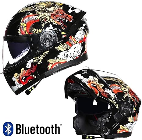 Amazon Co Jp モジュラーバイクヘルメットブルートゥースフルフェイス バイクヘルメット統合バイクヘルメットオフロードバイクヘルメットバイクスクーターece承認済みヘルメット女性男性と女性大人 ホーム キッチン