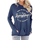 Muicy Womens Sunshine Shirt Casual Long Sleeve Shirt Tops Trendy Loose Fit Sweatshirts Tunic Tops with Pockets