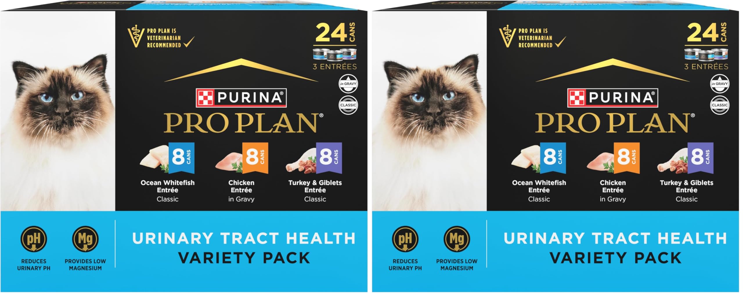 Purina Pro Plan Urinary Cat Food Wet Variety Pack Urinary Tract Health Ocean Whitefish,Chicken,Turkey and Giblets - 3 oz. Cans,(Pack of 48) Image