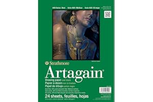 Strathmore 445109 60-Pound 24-Sheet Strathmore Artagain Paper Pad, Black, 9 by 12-Inch