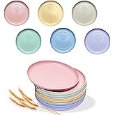 SHECIPIN 12 PACK 6 Inches Lightweight Mini Wheat Straw Plates,Reusable Plate Set Dishwasher & Microwave Safe,Unbreakable Deep Dinner Plates, Plastic Plates Reusable,They are easy to clean BPA free