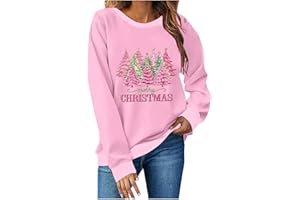 FOCLMP Womens Merry Christmas Crewnecks Sweatshirt Graphic Holiday Tops Long Sleeve Shirts Sweater Funny Ladies Clothes 2024
