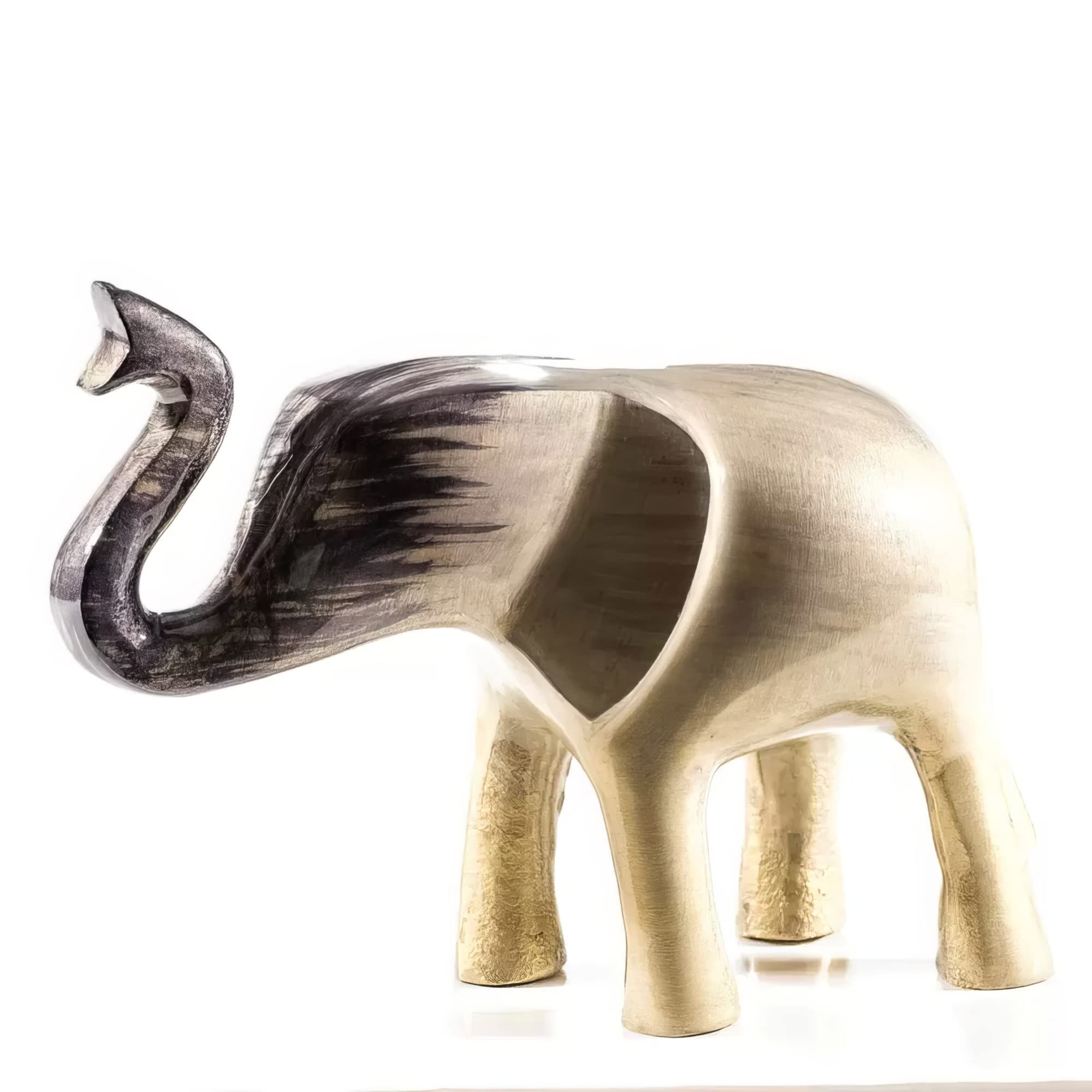 TechAffect Elephant Ornaments - Animal Figurine Home Decor Accessories - Indoor or Outdoor Ornament for Living Room or Garden - 14cm High - Gold Colour