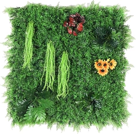 Amazon 小さな白い花が付いている39x39インチの人工パネルuv保護されたトピアリー生け垣植物プライバシー装飾植物の背景壁庭の家の裏庭と緑 花 観葉植物 フラワーギフト オンライン通販