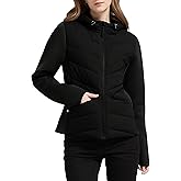Orolay Women's Quilted Puffer Jacket Lightweight Patchwork Sleeves Coat Hooded Zip Up Jacket for Outdoor, Hiking