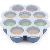 KeaBabies Silicone Food Freezer Trays with Lid, 2oz x 10 Pods, Slate | BPA-Free Baby Food Storage Containers, Easy Puree Meal Prep, Breast Milk Silicone Freezer Molds, Dishwasher, Microwave Safe