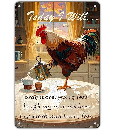Amazon.com: Desperate Enterprises Rooster Brand Coffee Tin Sign