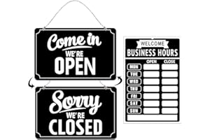 Open Closed Signs Business Hours Sign Set for Window Door Open Signs for Business Hour Closed Open Flip Sign Store Resturant 