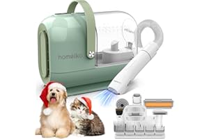 Homeika Dog Grooming Kit & Vacuum, 3L Pet Grooming Vacuum 99% Pet Hair Suction, 7 Pet Grooming Tools, 5 Combs, Quiet Pet Vacuum Groomer with Hair Roller, Massage Nozzle for Shedding Dogs, Cats,Green