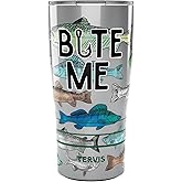 Tervis Traveler Bite Me Bait Fishing Triple Walled Insulated Tumbler Travel Cup Keeps Drinks Cold & Hot, 20oz, Stainless Steel