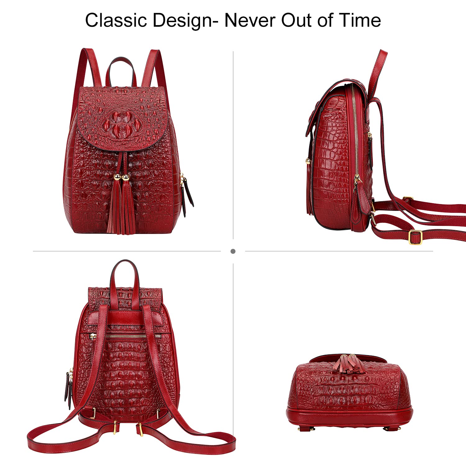 PIJUSHI Small Crocodile Leather Backpacks Purse for Women Casual Backpack Fashion Bag