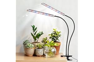 Sonamindary Grow Light for Indoor Plants, 120 LEDs Full Spectrum 5700K Plant Lamp with Red Blue White Light, 5-Level Dimmable, 4/8/12H Timer, Adjustable Clamp Stand(Dual Head)