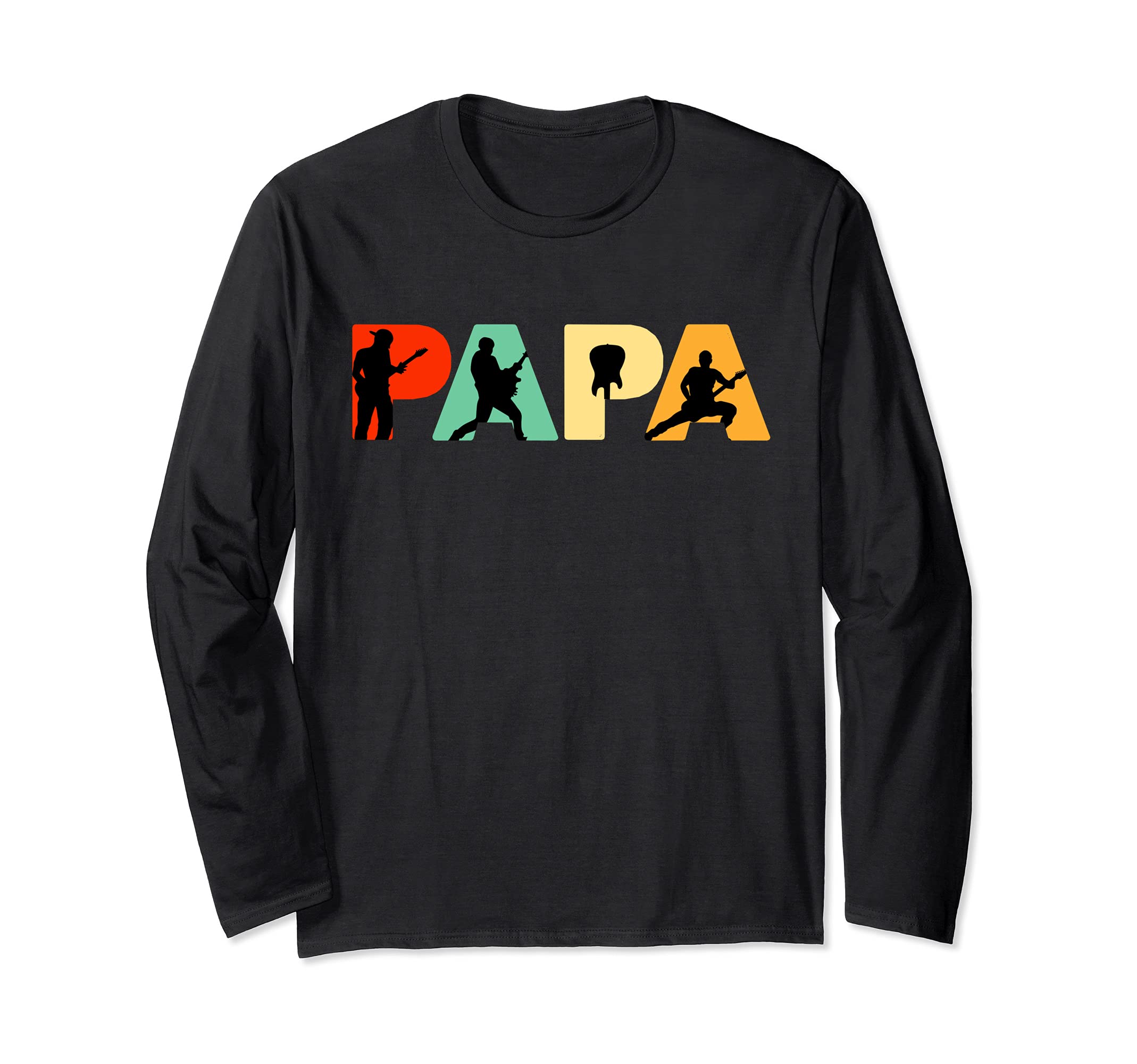 Retro Lead Guitar Dad Funny Papa Lead Guitar Player Long Sleeve T-Shirt