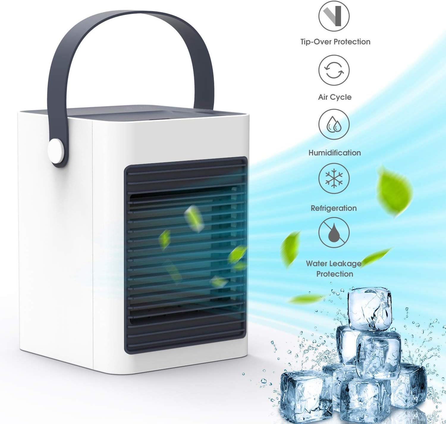Amazon Com Auzkin Portable Air Conditioner Mini Fan Air Cooler Personal Use Evaporative Air Humidifier For Home Kitchen Office Nightstand Appliances