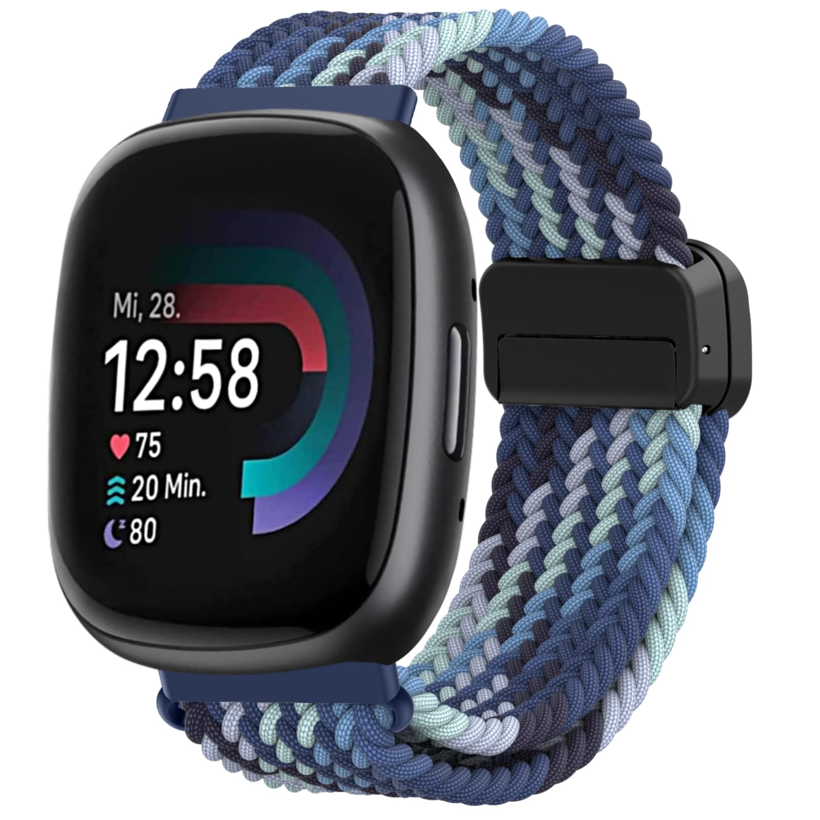 YASPARK Compatible with Fitbit Versa 4/3/Sense 2/1, Soft Elastic Nylon Sport Replacement Band for Fitbit Versa 4/3, Sense 2/1