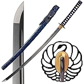 ATANAK Full Tang Katana Sword Real Hand Forged Damascus Steel/1060/1095 Clay Tempering High-Carbon Steel Handmade Authentic Japanese Samurai Sword for Martial Arts, Collection & Display