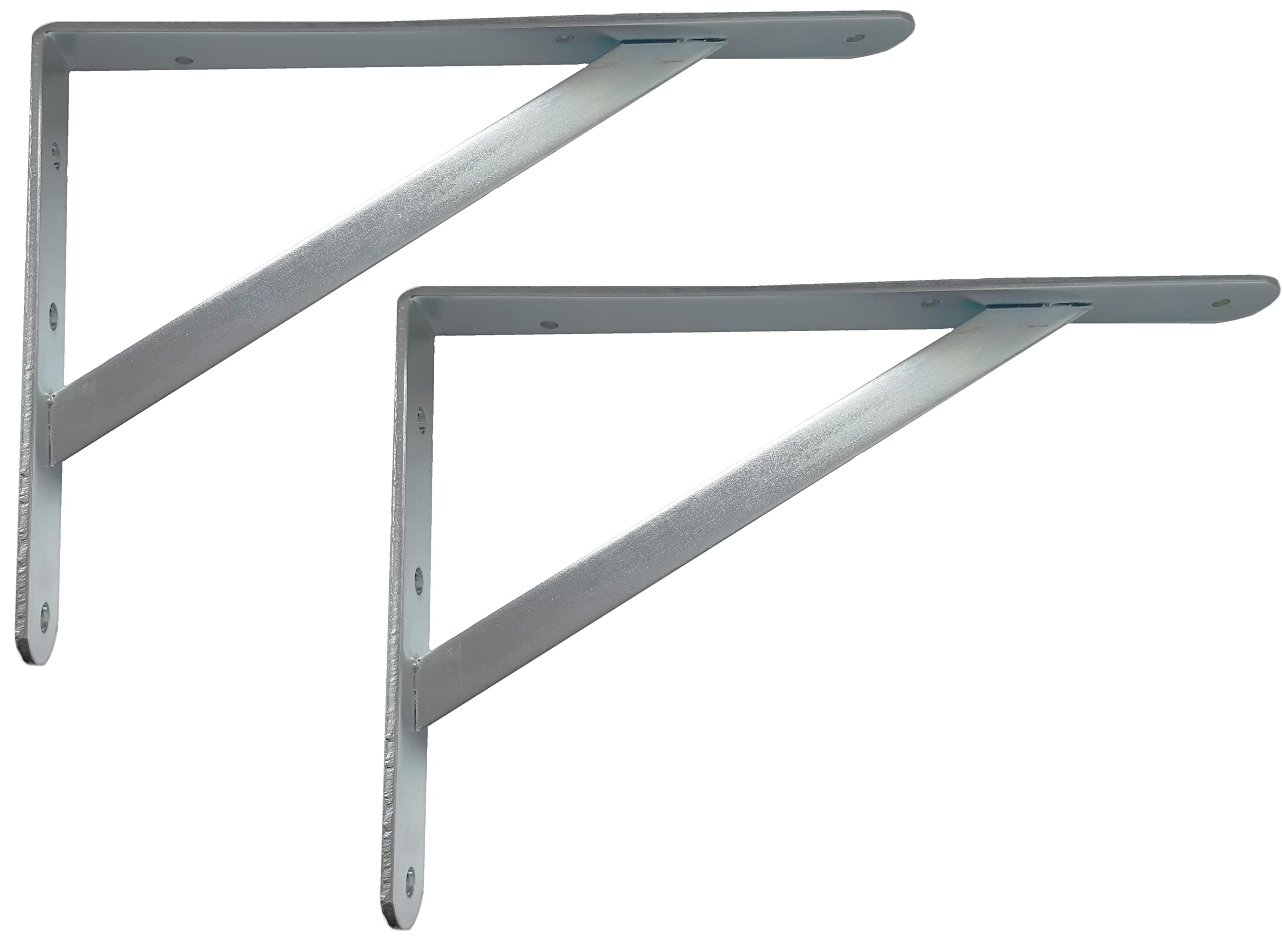 Shelf Bracket Heavy Duty 4mm Thick Galvanised Brackets for Shelves with Wall Mounted Screws M8 x 70mm, Plugs M12 x 60mm Scaffold Boards or Any Other Wood Planks Size: 12" x 8" (300 x 200mm) Pack of 2