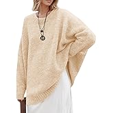 Saodimallsu Womens Oversized Tunic Sweaters Crew Neck Long Sleeve Fall Casual Slouchy Knit Pullover Tops Apricot