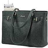LOVEVOOK Laptop Tote Bag for Women Work, Teacher Tote Bag with Large Cup Holder, 15.6 Inch Waterproof Leather Computer Bag