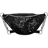 Eilova Orityle Bling Sequins Fanny Waist Pack Glitter Shoulder Chest Bag with Adjustable Belt for Women Girl