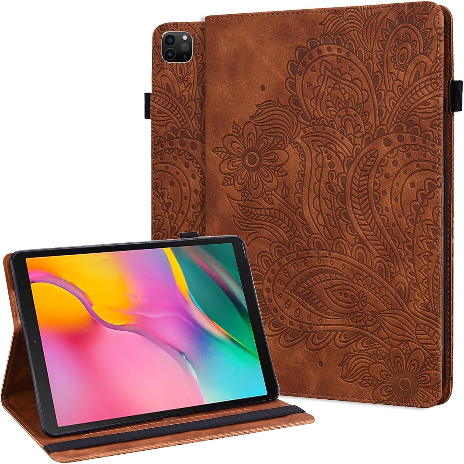 GLANDOTU Case for iPad Air 11 Inch 2026/2025/2024 (M4/M3/M2),iPad Pro 11 Inch (2022/2021/2020/2018)/iPad Air 6th/5th/4th Gen Case,lightweight Embossed Flip PU Leather Tablet Cover with Stand-Brown