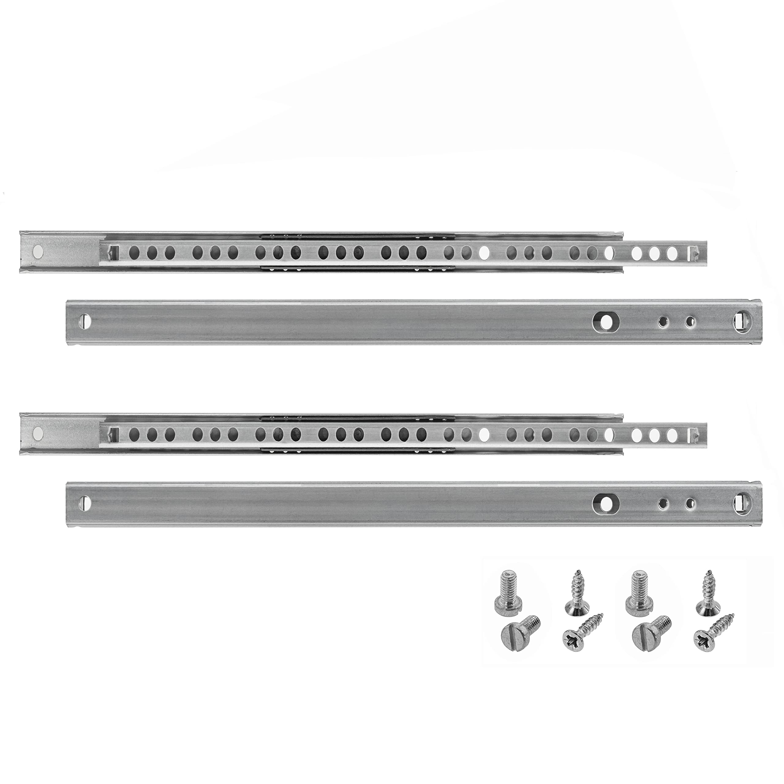 HELPMATE Nut Drawer Slide 17 mm Length 310 mm 2 Pairs 4-piece Set Ball Bearing Slide Drawer Slide Rail System Drawer Guide Partial Extension Galvanized Steel Silver incl. mounting Hardware