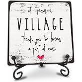 Thank You Wooden Decor - It Takes Village Thank You For Being A Part Of Ours - Wooden Sign With Metal Support, Home Office Decor, Meaningful Gift For Women Man & Coworker，Daycare Decorations - B01