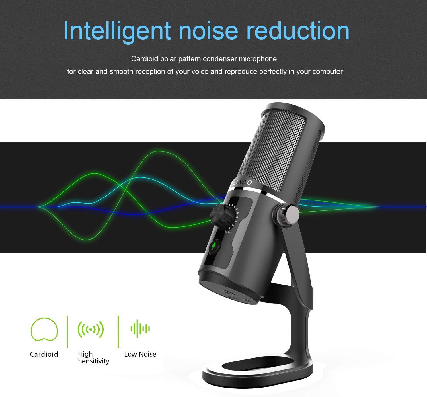 USB Recording Microphone Computer Podcast Condenser Cardioid Mic for PC Laptop Mac with Mute Button & LED Indicator for Vocals, YouTube, Streaming Broadcast, Podcasting, Skype, Gaming: Computers & Accessories