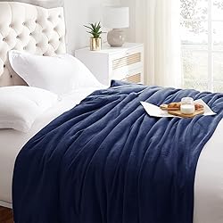 KMUSET Fleece Blanket King Size Navy Lightweight