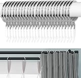 Hoiny Curtain Rings 24pcs Metal with 24 Hooks 30 mm Inner Silver