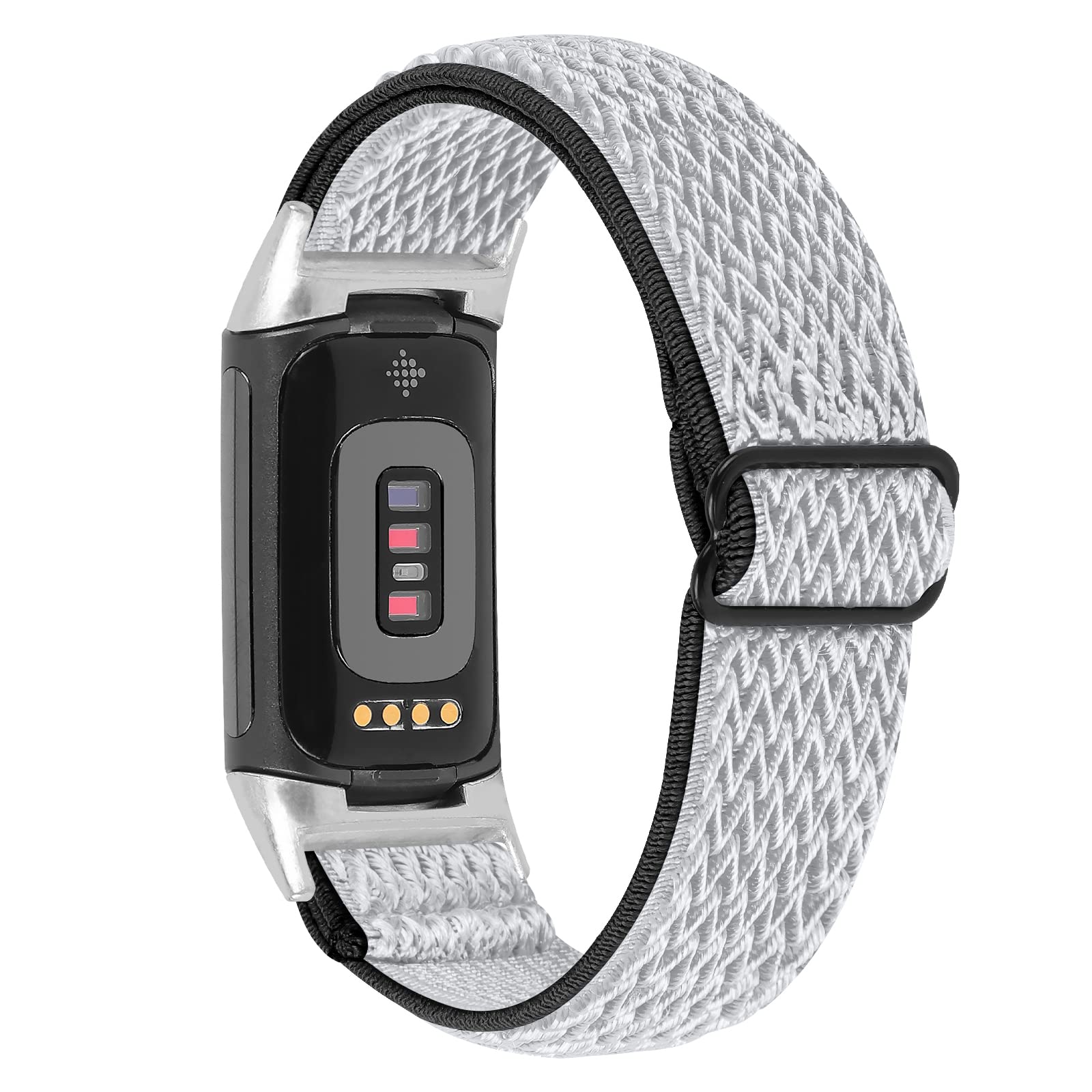 Gimuk Nylon Strap Compatible with Fitbit Charge 5 Strap, Women Men Soft Sport Breathable Replacement Strap Adjustable Wristband Bracelet for Charge 5 Small Large (Black/White) — image 1