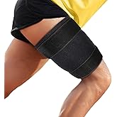 supregear Thigh Brace Support, Adjustable Hamstring Quad Wrap, Neoprene Thigh Compression Sleeve for Pulled Groin Muscle, Sprains, Quadricep, Tendinitis and Injury Strain Recovery, Women Men, Black