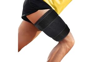 supregear Thigh Brace Support, Adjustable Hamstring Quad Wrap, Neoprene Thigh Compression Sleeve for Pulled Groin Muscle, Sprains, Quadricep, Tendinitis and Injury Strain Recovery, Women Men, Black