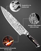 MOSFiATA 8" Chef Knife High Carbon German Steel Full Tang Pro Cooking Knife view 3