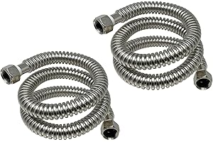 PROCURU 2-Pack 3/4" FIP x 48" (4Ft) Stainless Steel Water Heater Flex Connector, Certified Safe (6WAA48-2P)