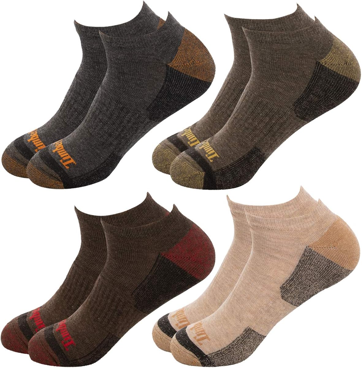 Timberland Men's 4Pack Comfort No Show Socks (Multicolored Tan, One