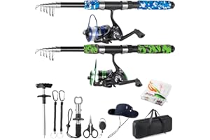 Tripquips Telescopic Fishing Rods Set, 6.9ft Composite Blank Fishing Pole, Portable Spinning Rod and Reel Combo with Accessor