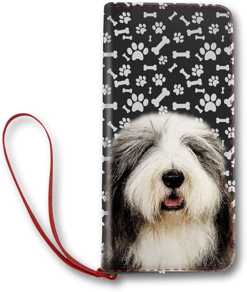 Amazon Old English Sheepdog Phone Case オールド イングリッシュ シープドッグ 犬顔 レディース おしゃれ かわいい 長 財布 ウォレット 札入れ 大容量 二つ折り 腕帯付き ファスナー 革 8枚カード 収納 犬愛好家 プレゼント 並行輸入品 桜森工房 財布