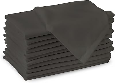 Encasa XO Charcoal Grey Cloth Napkins Set of 12 17x17 in Cotton Dinner Napkins