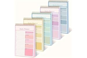 5Pcs A5 Spiral Daily Planner Notebook, Undated/Date-Stamped Horizontal Ruled Pages, Portable Schedule Planner for Work Gym Jo