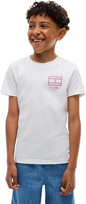 Outline Flag Graphic T-Shirt SS Kb0kb10590 T-Shirt S/S, Blanc (Blanc), 6 Ans Enfants et Adolescents