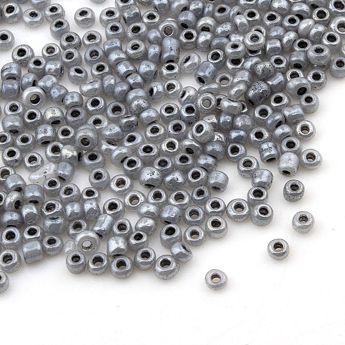 3300 pieces glass seed beads, 3 mm, Ceylon, 7 colours, 8/0, pony beads, Ceylon lustre, silky seed beads, choice of colours (smoke)