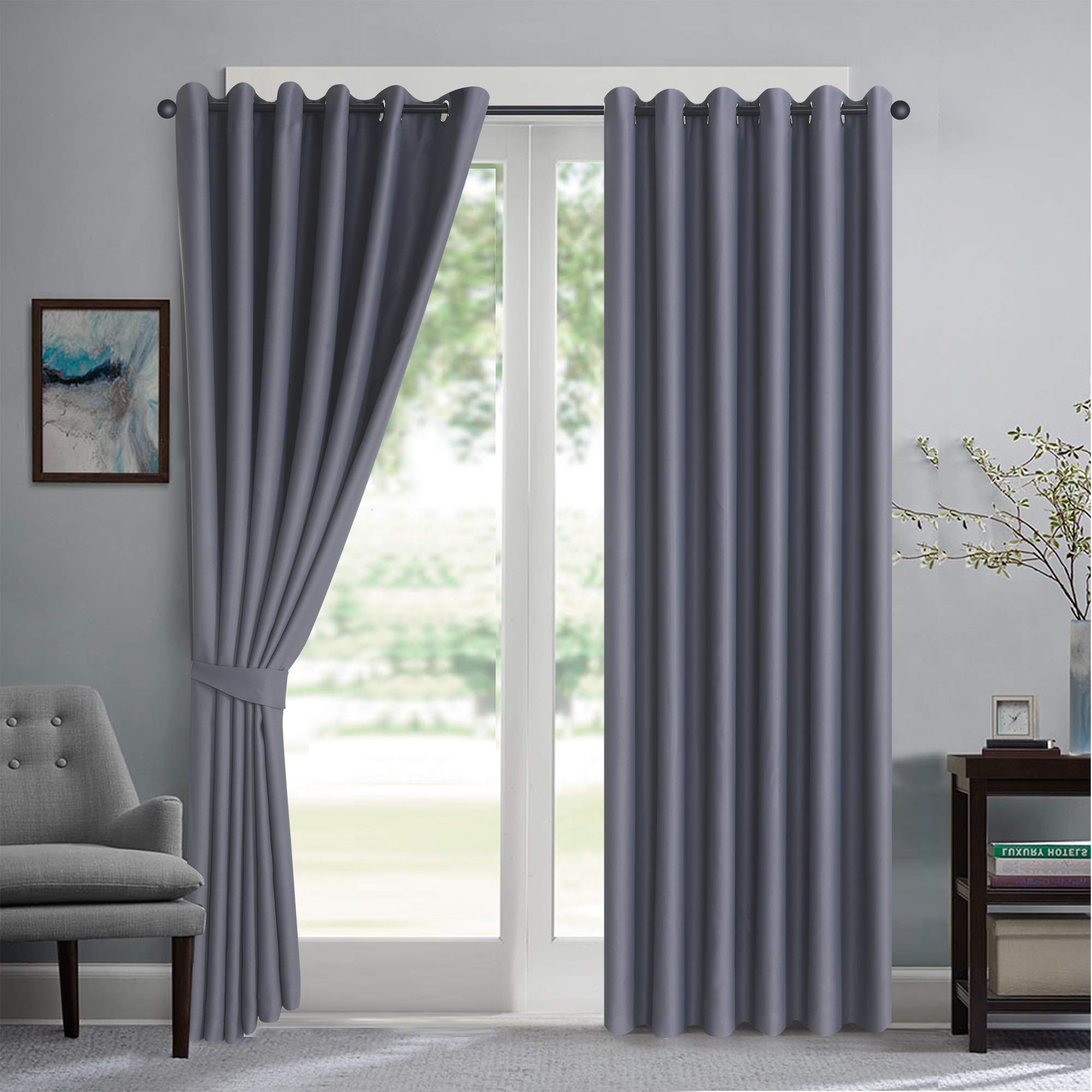 ZIMEL HOMES Thermal insulated curtains-Soft Thick Decorative panel Blackout Curtains -6 colors and 7 Eyelet Ring Top Pair — image 1