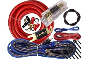 Gravity Warzone Elite Premium 1/0 Gauge Blue Complete True AWG Amplifier Installation Wiring Amp Kit Upto 6500 Watts 250A + 300A Fuse Included Flexible RCA Speaker Wires & All Installation Parts
