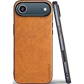for iPhone Air Case Premium PU Leather Cover Retro Design Full Protective Phone Case 5G (Orange, for iPhone 17 Air)