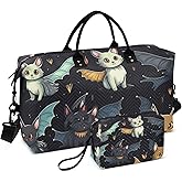 Cat Travel Duffle Gym Bag, Cat Bat Weekender for Women with Toiletry Bag