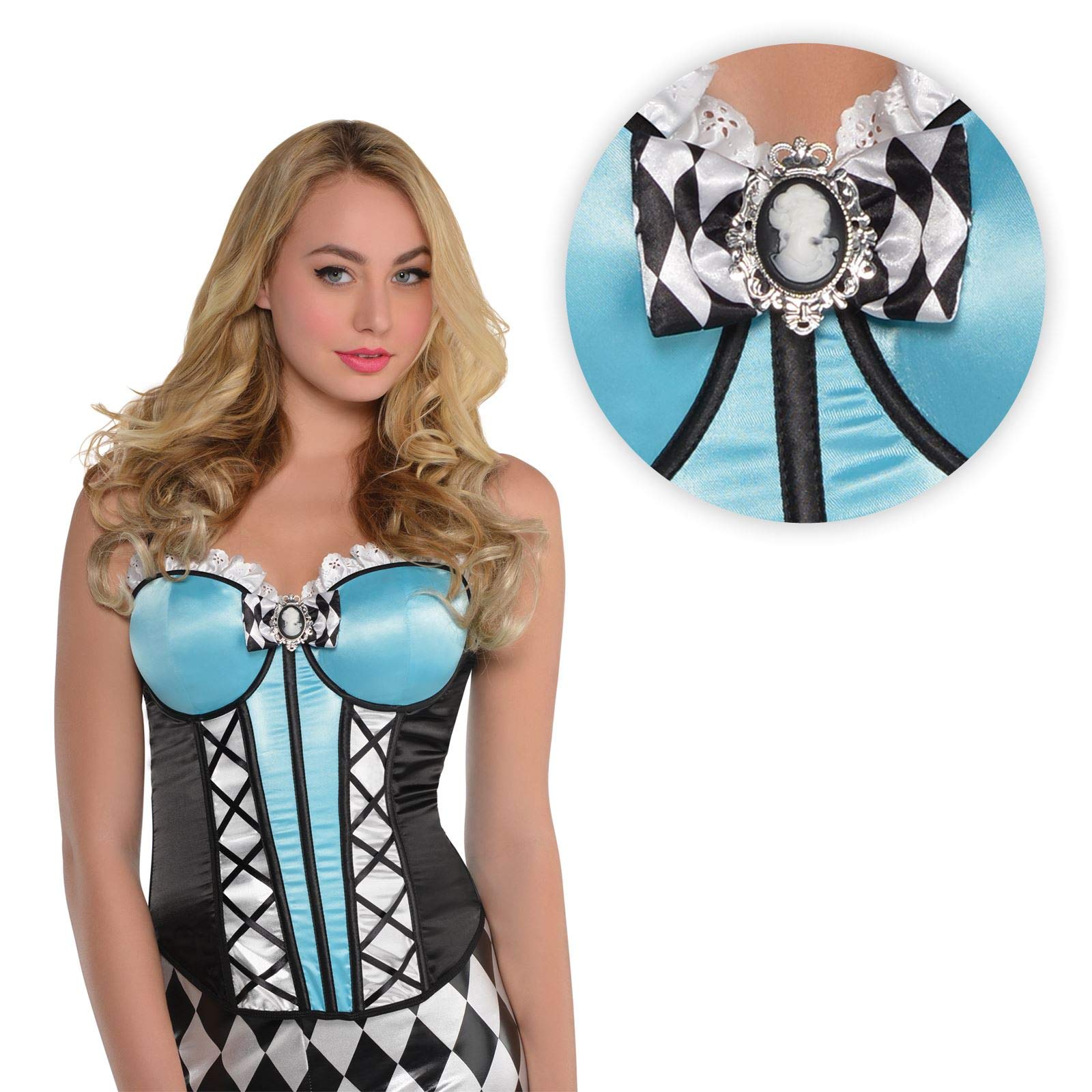 Amscan 847045-55 Alice in Wonderland Sleeveless Corset Costume, Adult M/L, White