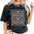 Christian Shirts for Women Vintage Bible Verse Boho Wildflowers Shirts Floral Graphic Tees